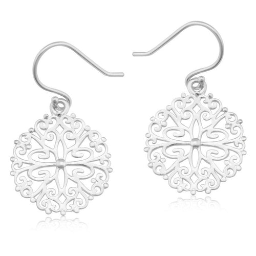 Southern Gates Sterling Silver Ornamental Round Earrings