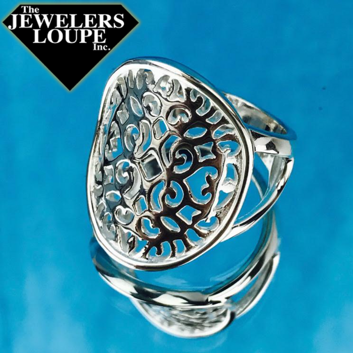 Southern Gates Sterling Silver Oval Oak Tree Scroll Earrings