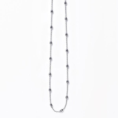 Southern Gates® Sterling Silver Rice Bead Satellite Necklace 925 Sterling Silver Designed and distributed in Charleston, SC Made in Italy  Gorgeous sterling silver rice beads pay homage to the Holy City's rice history and South Carolina's agricultural background. Our stunning Rice Bead Collection includes chains, hoop earrings, rings, and bracelets.