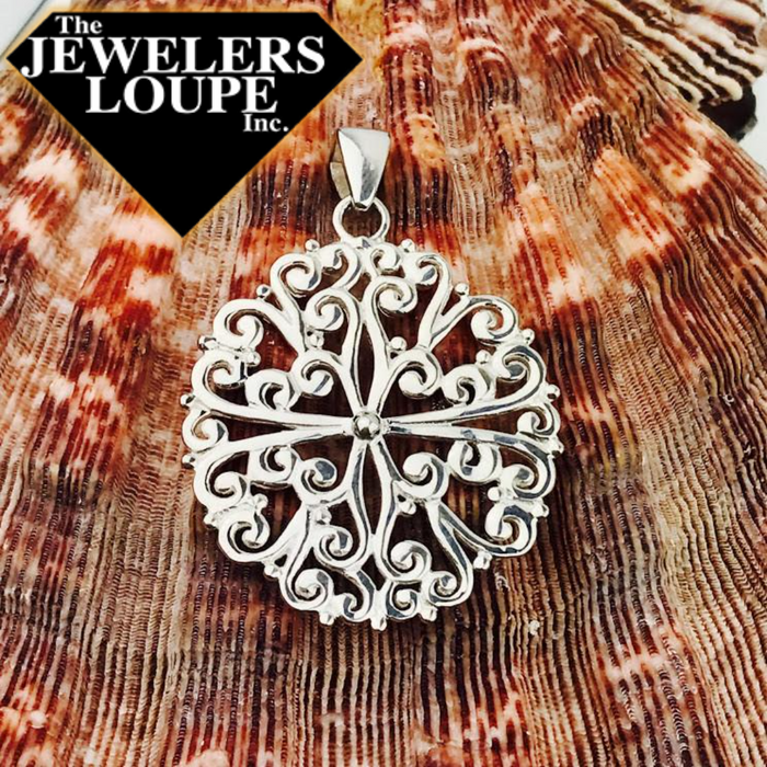 Southern Gates Sterling Silver Round Filigree Pendant
