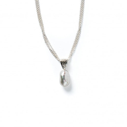 Southern Gates® Pearl Triple Strand Necklace Classic Series   18" chain, 13x8mm pearl 925 Sterling Silver & Freshwater Pearl Designed and distributed in Charleston, SC   An original design from the Southern Gates® Collection inspired by traditional filigree patterns found in historic wrought iron gates throughout the South.