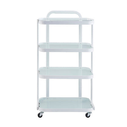 Four-tier DIR Beauty Cart White with wheels, perfect for salons, shown on a white background.