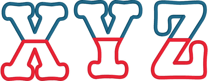 Split Alphabet 4th of July Applique Embroidery Design by snugglepuppyapplique.com