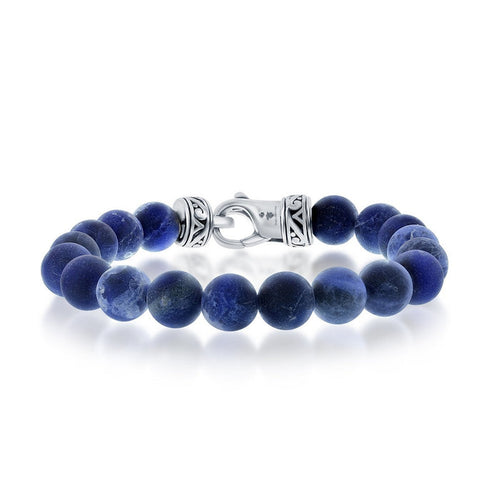 Stainless Steel 10mm Sodalite Bead Bracelet, 8.5"