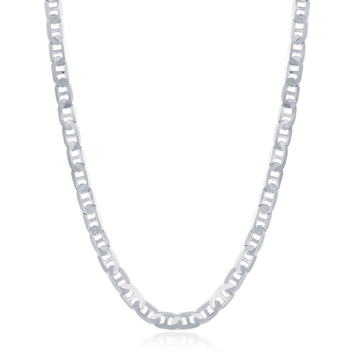 Sterling Silver 4.1mm Flat Marina Chain Rhodium Plated