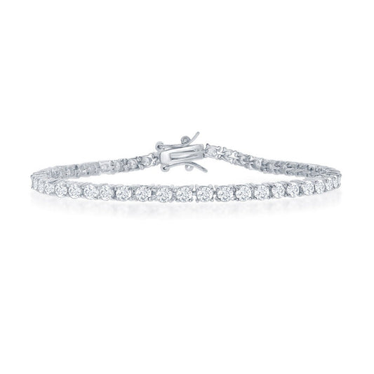 Sterling Silver 7.5" Round 3mm Prong-Set Cubic Zirconia Tennis Bracelet