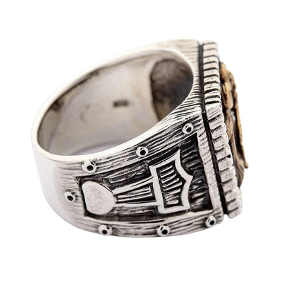 The inside of the heavy anchor Viking ring, showing the authentic 925 sterling silver hallmark stamp.