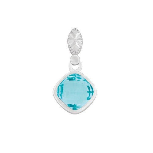 Sterling Silver Checkerboard cut Blue Topaz on 18" Sterling Silver Chain.