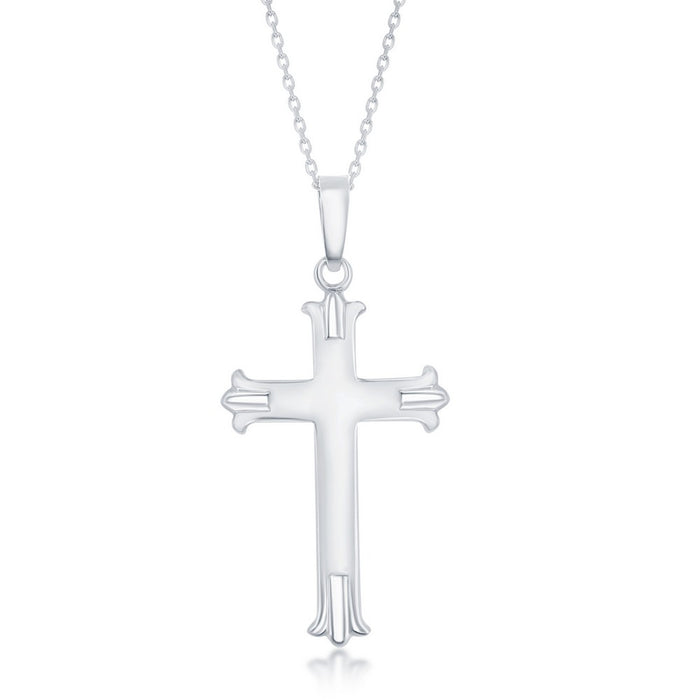 Sterling Silver Designed Cross Pendant on 18" Sterling Silver Chain.