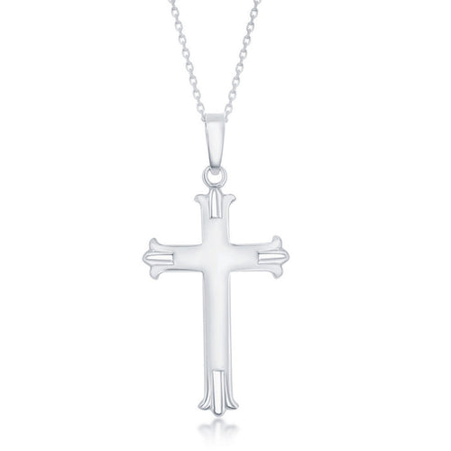 Sterling Silver Designed Cross Pendant on 18" Sterling Silver Chain.
