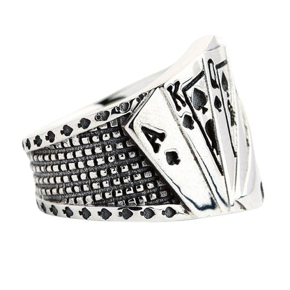 925 sterling silver spade poker ring for men