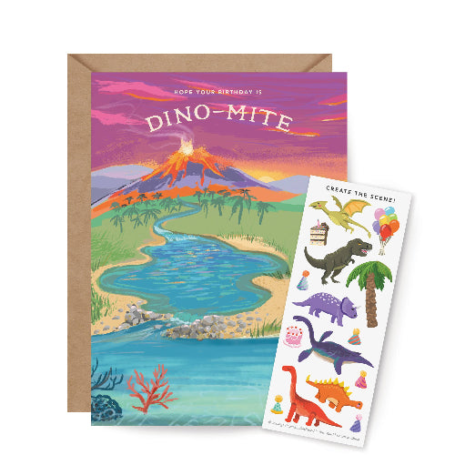 Inklings Paperie Sticker Scene Card - Dinosaur Birthday