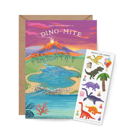 Inklings Paperie Sticker Scene Card - Dinosaur Birthday