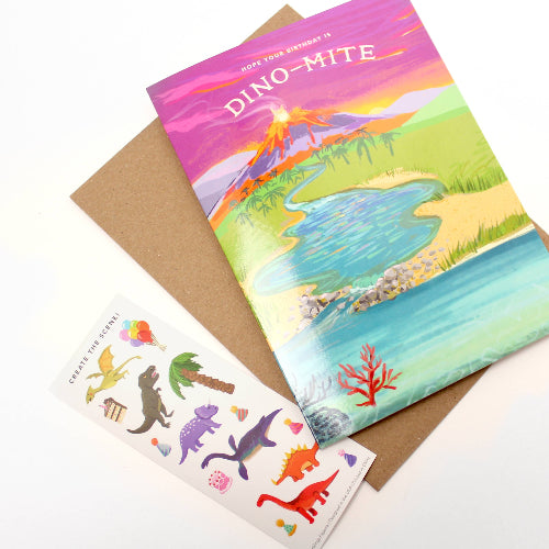 Inklings Paperie Sticker Scene Card - Dinosaur Birthday
