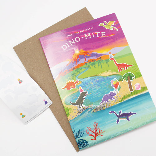 Inklings Paperie Sticker Scene Card - Dinosaur Birthday