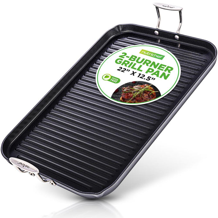 Stove Top Grill Pan - Nonstick, Even Heating, Hard-Anodized Aluminum