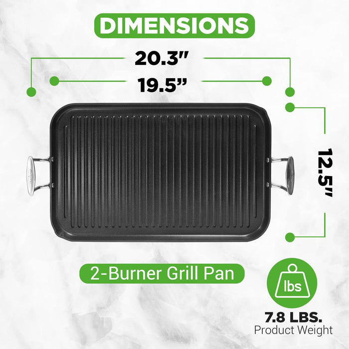 Stove Top Grill Pan - Nonstick, Even Heating, Hard-Anodized Aluminum