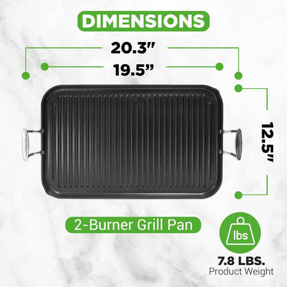Stove Top Grill Pan - Nonstick, Even Heating, Hard-Anodized Aluminum