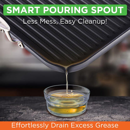 Stove Top Grill Pan - Nonstick, Even Heating, Hard-Anodized Aluminum