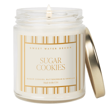 Sugar Cookies Soy Candle - 9 oz Patterned Clear Jar - Sweet Water Decor - Candles