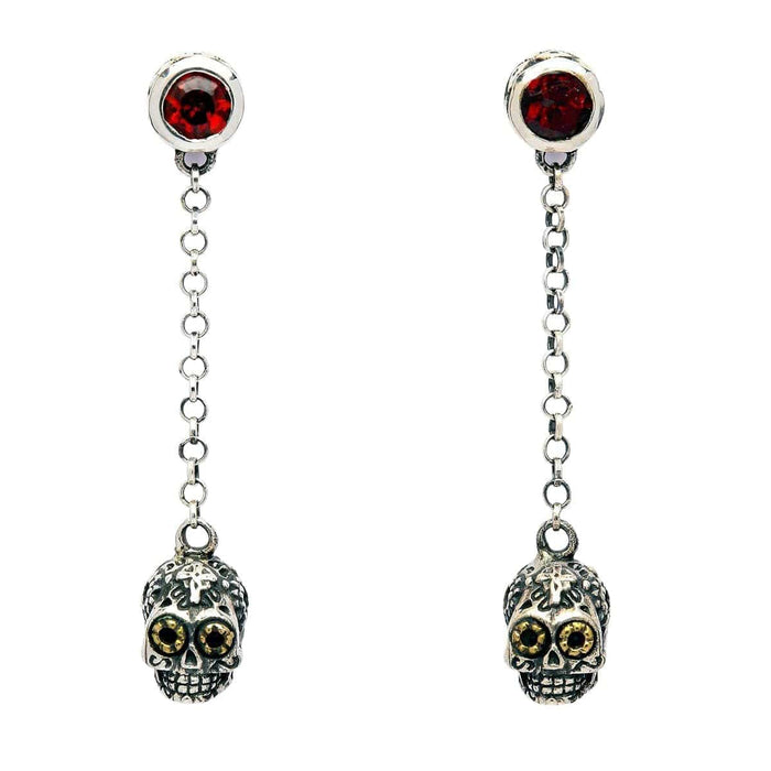 A unique pair of Day of the Dead earrings in a beautiful dangle style, meticulously handcrafted from sterling silver.