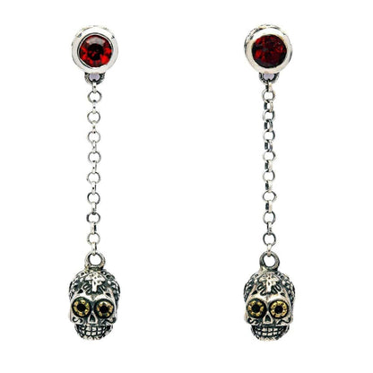 A unique pair of Day of the Dead earrings in a beautiful dangle style, meticulously handcrafted from sterling silver.