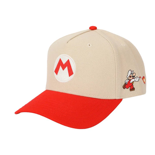 Super Mario Bros - Fire Mario White & Red Retro Grandpa Snapback Hat