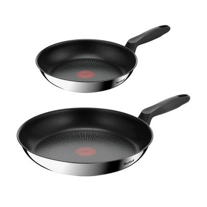 Tefal Everyday Chef Induction Stainless Steel Non-Stick Twin Pack Frypans 24/28cm