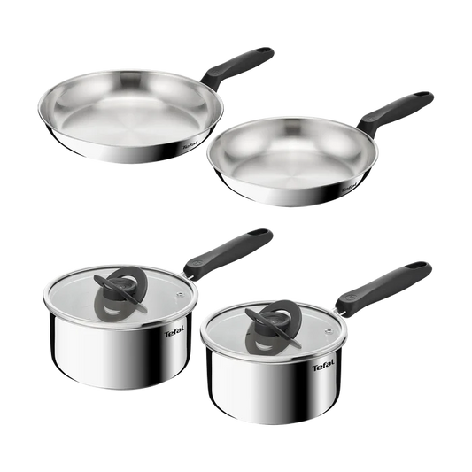 Tefal Space+ Everyday Chef Induction Uncoated Stainless Steel 4pc Set