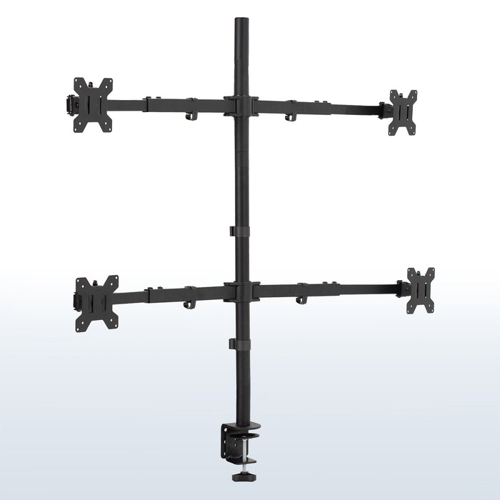 Heavy Duty Telescoping Quad Monitor Desk Mount for office use, giving your screen setup a flush with the wall display.