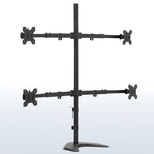 Telescoping Quad Monitor Desk Stand for office, giving you a freestanding flush-with-wall screen display.