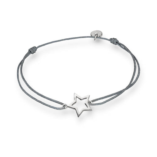 Textil Armband grau Stern silber