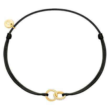 Textil Armband schwarz Twice gold mit Zirkonia