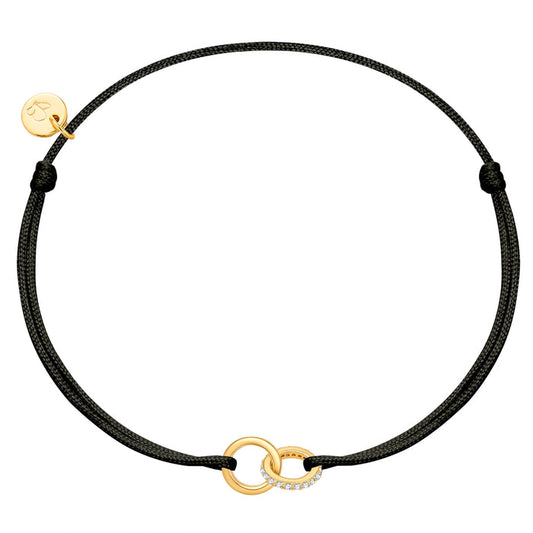 Textil Armband schwarz Twice gold mit Zirkonia