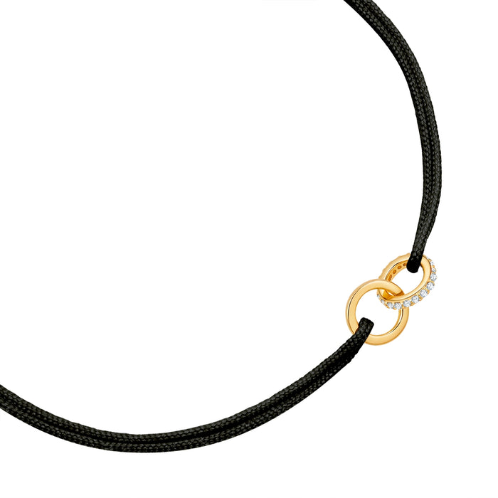 Textil Armband schwarz Twice gold mit Zirkonia
