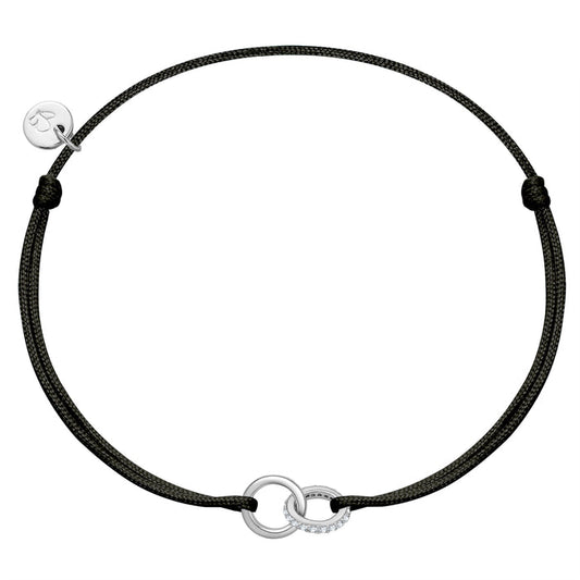 Textil-Armband schwarz Twice mit Zirkonia