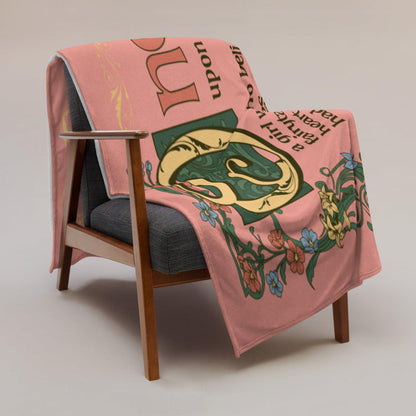 The Ballad of the Archer and the Fox Throw Blanket - The Bean Workshop - blanket, cozy red throw blanket, evangeline fox, fantasy book tapestry, fringe, Jacks and Evangeline, jacks prince of hearts, once upon a broken heart, ouabh, Prince of Hearts, stephanie garber, tapestry, Warm
