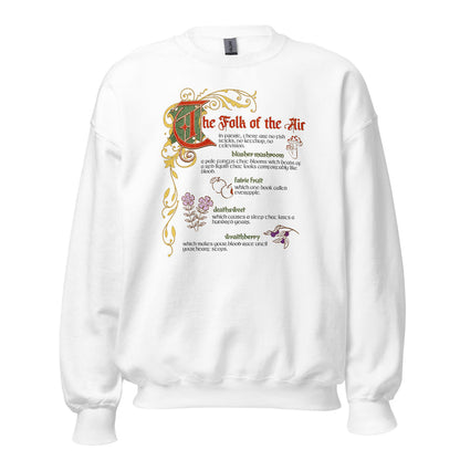 The Folk of the Air Sweatshirt - The Bean Workshop - Bestiary Design, Bookish Sweatshirt, Cardan Greenbriar, Cozy fantasy clothing, Dark Fantasy, Elfhame merch, Faeriecore, Folk of the Air sweater for readers, Goblincore Aesthetic, Holly Black licensed apparel, Jude Duarte, Literary Gift, The Cruel Prince sweatshirt