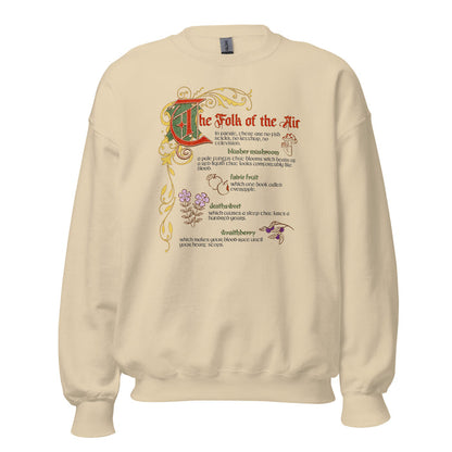 The Folk of the Air Sweatshirt - The Bean Workshop - Bestiary Design, Bookish Sweatshirt, Cardan Greenbriar, Cozy fantasy clothing, Dark Fantasy, Elfhame merch, Faeriecore, Folk of the Air sweater for readers, Goblincore Aesthetic, Holly Black licensed apparel, Jude Duarte, Literary Gift, The Cruel Prince sweatshirt