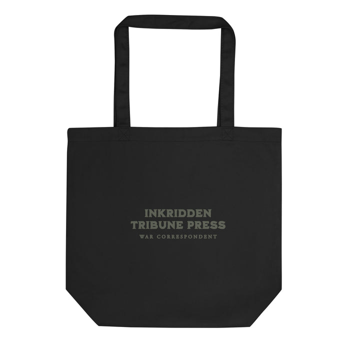 The Inkridden Tribune Press Organic Cotton Twill Tote Bag - The Bean Workshop - Book lover tote, Bookworm Gift, Canvas Shopper, Dark Academia Accessory, Divine Rivals, Divine Rivals tote bag, Inkridden Tribune, Iris Winnow, Letters of Enchantment, Letters of Enchantment merch for readers, Library Bag, Literary Gift, Rebecca Ross, Rebecca Ross book bag, tote bag, Vintage Newspaper, Writer Accessory