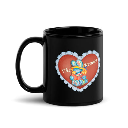 The Reader Black Glossy Mug - The Bean Workshop - black mug, book lover, bookish gift, ceramic mug, coffee mug, mug, read everyday, the reader, valentine, Valentine's Day Picks