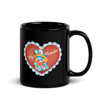 The Reader Black Glossy Mug - The Bean Workshop - black mug, book lover, bookish gift, ceramic mug, coffee mug, mug, read everyday, the reader, valentine, Valentine's Day Picks