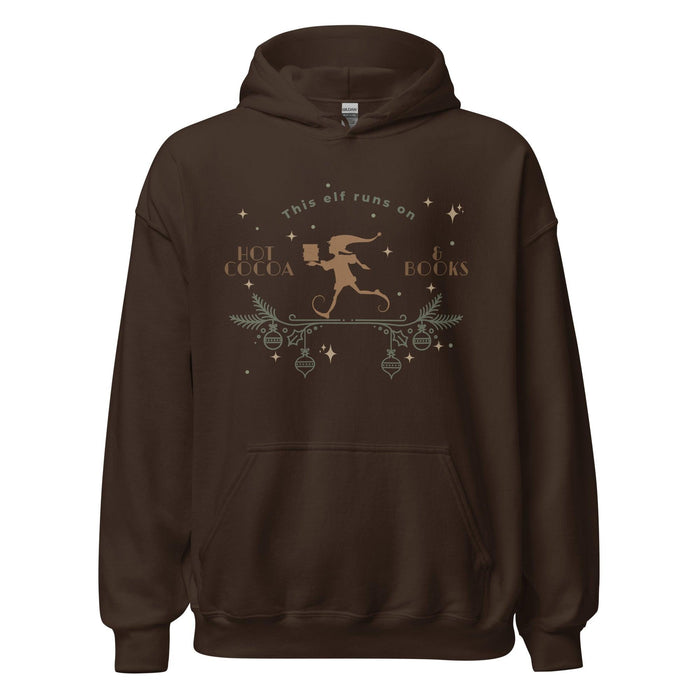 This Elf Runs on Hot Cocoa and Books Hoodie - The Bean Workshop - bookish, Christmas, elf, hoodie