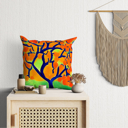 Tree Full Of Fruit Throw Pillow, Abstract Throw Pillow Cover, Soft Pillow Cases, Colorful Pillow Case, Contemporary Pillow 24X24 Pillow Case