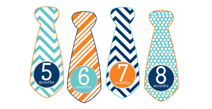 Trendy Tot Monthly Baby Stickers - Tie Shaped onesie sticker - INKtropolis