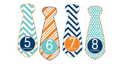 Trendy Tot Monthly Baby Stickers - Tie Shaped onesie sticker - INKtropolis