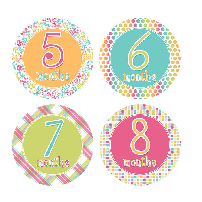 Tropical Colored Monthly Baby Stickers onesie sticker - INKtropolis