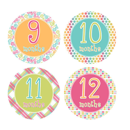 Tropical Colored Monthly Baby Stickers onesie sticker - INKtropolis