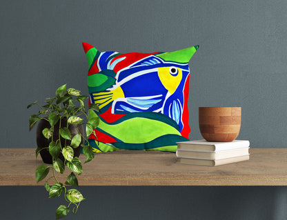 Tropical Fish Throw Pillow Cover, Abstract Art Pillow, Soft Pillow Cases, Colorful Pillow Case, Christmas Pillow Covers, Indoor Pillow Cases