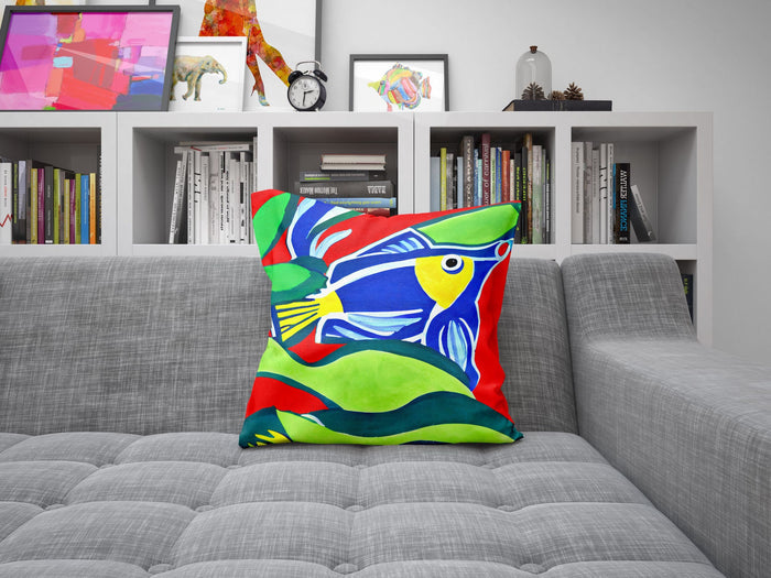 Tropical Fish Throw Pillow Cover, Abstract Art Pillow, Soft Pillow Cases, Colorful Pillow Case, Christmas Pillow Covers, Indoor Pillow Cases